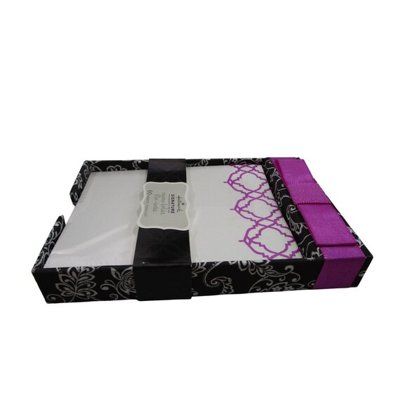 Hallmark Signature Memo Holder 60 Sheet Notepad Black White Box Purple Ribbon N - Picture 7 of 10